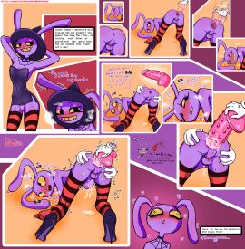 1femboy 2d 2d_(artwork) 2d_artwork anal anal_toy anthro anthro_only artist_logo ass ass_bigger_than_head ass_focus ass_up bunny bunny_boy butt_focus chastity chastity_cage chastity_device color comic comic_strip dildo dildo_in_ass dress femboy feminization glitch_productions glove gloved_hands gloves hornyfudge huge_dildo jax jax_(tadc) jax_(the_amazing_digital_circus) male male_only purple_body purple_skin smiling smiling_at_viewer solo solo_femboy solo_male tadc tail teeth teeth_showing teeth_visible the_amazing_digital_circus upskirt watermark witch_jax_(the_amazing_digital_circus) yellow_eyes yellow_sclera yellow_teeth