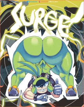 1girls 2022 2022s afrosoricid animal_humanoid anthro anthro_female anthrofied ass ass_up big_ass blue_eyes bottom_heavy bottomless clothing digital_media_(artwork) ear_piercing earrings electricity face_down_ass_up female female_anthro female_focus female_only fur furry furry_female green_body green_fur green_skin hi_res huge_ass idw_comics idw_publishing jack-o'_challenge jack-o_pose large_ass lewdssonk lightning looking_at_viewer mobian_(species) panties punk punk_girl sega sharp_teeth smile smiling smiling_at_viewer solo solo_female solo_focus sonic_(series) sonic_the_hedgehog_(comics) sonic_the_hedgehog_(idw) sonic_the_hedgehog_(series) surge_the_tenrec tail tenrec tenrec_ears tenrec_girl tenrec_humanoid thick thick_ass thick_thighs thong thumbs_up thunder_thighs wide_hips