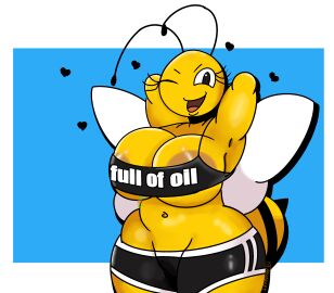 artist_on_twitter artist_upload bee big_breasts big_hips breasts fanart fanart_from_twitter female furry furry_only gym gym_clothes laranxart lena_the_bee looking_at_viewer russian_cooking_oil_commercial russian_female russian_oil_bee self_upload simple_background thicc_thighs vinesauce youtube