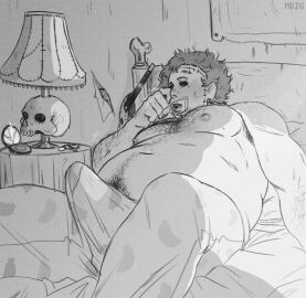 1boy male_only body_hair boner breasts bubba_sawyer chubby chubby_male erection_under_clothes hair hairy hairy_male laying_down laying_on_bed leatherface male male_focus mask masked masked_male mole_on_breast mozgistired solo solo_male tagme texas_chainsaw_massacre texas_chainsaw_massacre_game topless waking_up