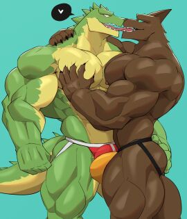 2024 <3 anatake anthro anthro_on_anthro anubian_jackal arm_around_shoulders ass bara biceps big_bulge big_muscles black_skin blue_background brother brother_(lore) brothers brothers_(lore) bulge bulge_frottage canid canine canis claws clothed clothing crocodile crocodilian crocodylid dark-skinned_male dark_skin deltoids duo ears_up flaccid french_kissing fur furry gay gay_incest gay_kissing hand_on_ass hand_on_butt hand_on_chest hand_on_pecs hand_on_shoulder heart_symbol hi_res hug huge_muscles incest incest_(lore) jackal jockstrap jockstrap_only kissing league_of_legends male male/male male_only mammal muscles muscular muscular_anthro muscular_male nasus nipples obliques open_mouth open_smile pec_grab pec_squish pecs penis pictographics quads renekton reptile riot_games scales scalie serratus sibling_(lore) simple_background smile speech_bubble squish standing teeth thick_thighs topless topless_anthro topless_male touching_pecs triceps tuft underwear underwear_only wolfblack2543 yaoi