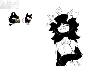 black blush breasts camera camera_flash female fundamental_paper_education medium_chest miss_bloomie_(fundamental_paper_education) miss_circle_(fundamental_paper_education) miss_thavel_(fundamental_paper_education) multiple_females multiple_girls open_chest slender slender_body three women