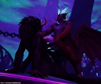 1boy 1girls 3d blizzard_entertainment boobjob breasts dracthyr female kingofdracthyr male tagme warcraft worgen worgen_female world_of_warcraft