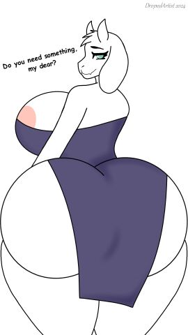 ass ass_bigger_than_breasts ass_bigger_than_head ass_focus barely_clothed big_ass big_breasts breasts bubble_ass bubble_butt dropedartist enormous_ass female furry furry_female furry_only huge_ass huge_breasts looking_at_viewer mommy text thick thick_ass thick_thighs toriel undertale undertale_(series)