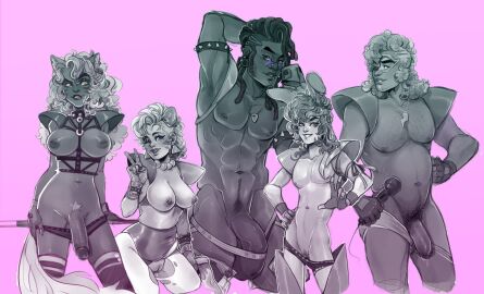 1futa 2boys 2girls cuntboy dark_skin female five_nights_at_freddy's five_nights_at_freddy's:_security_breach futanari glamrock_bonnie_(fnaf) glamrock_chica_(fnaf) glamrock_freddy_(fnaf) human intersex looking_at_viewer male male_pubic_hair montgomery_gator_(fnaf) nude nude_female nude_male pierced_nipples piercing pubic_hair roxanne_wolf_(fnaf)