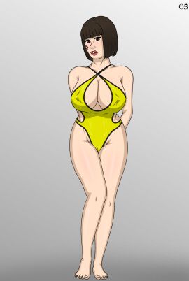 1girls 2023 asian asian_female big_breasts breasts brown_eyes brown_hair cameltoe clothed clothing comic comic_page curvaceous curvy curvy_female curvy_figure erect_nipples eyelashes female free_fire garena huge_breasts kelly_(free_fire) lingerie looking_at_viewer magazine medium_hair nipples nude_pose_book page_5 page_number patito_zzero pussy red_lipstick shaved_pussy short_hair solo solo_female solo_focus yellow_lingerie zzerotic