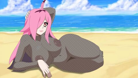 1girls areola areolae areolae_visible_through_clothing beach big_breasts breasts day exhibitionism female fishnet_clothing fishnets latam_virtual_youtuber long_hair neneefthy nipples nipples_visible_through_clothing nude nude_female outdoors partially_clothed pink_hair public public_nudity solo_female tagme thighs tomiaf virtual_youtuber vtuber vtuberfanart yellow_eyes