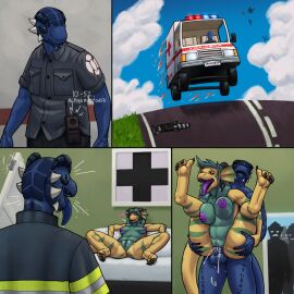 ambulance anthro argonian ass balls bodily_fluids breasts caught_in_the_act clothed clothing cloud comic cum cum_in_pussy cum_inside drooling duo ejaculation electronics english_text female female_penetrated genital_fluids genitals hair hi_res holding_butt holding_partner horn humanoid_genitalia humanoid_penis inviting inviting_to_sex lifting_another lifting_partner male male/female male_penetrating male_penetrating_female microsoft nipples nude open_mouth orgasm orgasm_face outside painting_(object) penetration penis presenting presenting_pussy pussy radio saliva scalie seductive sex sky smile spread_legs spreading tail tall_lizzard_(artist) text the_elder_scrolls tongue tongue_out topwear tristen vaginal_fluids vaginal_penetration vehicle