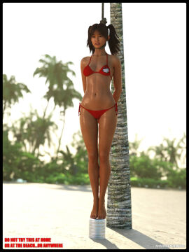 1girls 3d asian asian_female bikini daz_studio female female_only full_body noose original peril red_bikini solo strictaservitus swimsuit twintails