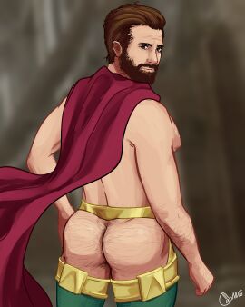 1boy actor ass ass_focus biceps celebrity clothing coconutz hair hairy hairy_ass hairy_male human human_only in_character jake_gyllenhaal jockstrap looking_at_viewer male male_only marvel marvel_cinematic_universe marvel_comics muscular muscular_male mysterio quentin_beck solo spider-man:_far_from_home spider-man_(series) supervillain