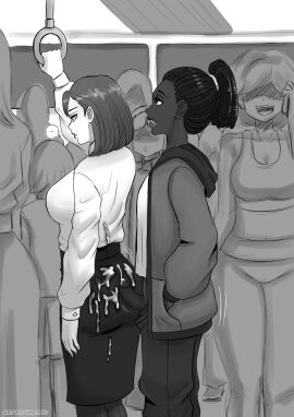 ... 1futa 1futa1girl 1girls big_ass big_breasts breasts chikan chocolate_and_vanilla clothed clothed_female clothed_futa crowd cum cum_on_ass cum_on_clothes cum_on_lower_body dark-skinned_futa dark_skin dreadlocks ejaculation female futa_on_female futanari handsfree_ejaculation hooded_jacket in_public interracial intersex light-skinned_female light_skin molestation_in_public monochrome office_lady penis penis_out public short-haired_female short_hair standing tagme train train_interior train_molestation umeyiyo unaware_buttjob