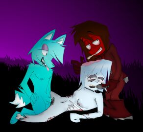 blowjob cartoony corpse death digital_media_(artwork) fellatio furry futanari intersex necrophilia non-human oc original_character robot threesome vaginal_penetration what