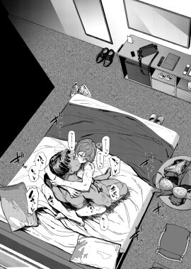 allegro_(artist) bedsheets black_beat bra cctv cheating cheating_girlfriend cheating_wife female french_kiss grabbing_butt hotel_room in_bed kissing looking_pleasured mastery_position milf moaning moaning_in_pleasure netorare nude passionate passionate_kiss passionate_sex short_hair straddling upright_straddle