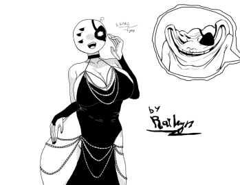 big_breasts breasts dress female pavuk_(youtube) spider_humanoid tagme