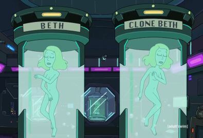 accurate_art_style adult_swim beth_smith blonde_hair clone convenient_censoring covered_nipples covered_pussy female female_only naked_female navel nude official_art pussy rick_and_morty screencap space_beth stasis_tank