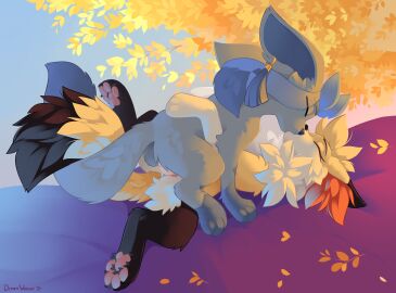 absurd_res animal_genitalia animal_penis balls black_nose black_tail_tip blue_balls blue_body blue_ears blue_fur blue_tail canine_genitalia canine_penis closed_eyes dipstick_tail dream_weaver_pony duo ear_piercing female feral fur genitals hi_res humanoid_genitalia humanoid_genitalia_on_feral humanoid_pussy humanoid_pussy_on_feral kiss_on_lips knot male markings nintendo pawpads penetration penis piercing pink_pawpads pokemon pokemon_(species) pussy tail tail_markings vaginal_penetration white_body white_fur white_penis yellow_body yellow_fur yellow_tail