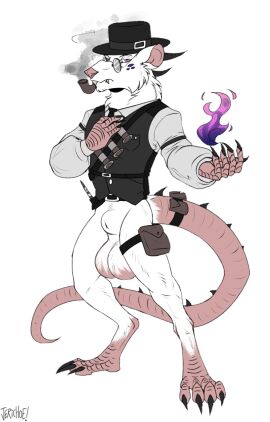 2023 4_toes 5_fingers absurd_res accessory anthro bag balls barefoot belt_buckle big_balls black_claws black_clothing black_eyebrows black_hat black_headwear black_necktie black_topwear black_vest buckle buckteeth button_(fastener) cheek_tuft claws clothing digital_drawing_(artwork) digital_media_(artwork) dress_shirt dungeons_and_dragons eyebrows facial_tuft fangs feet finger_claws fingers flat_colors fur furgonomics genitals half-closed_eyes hasbro hat headgear headwear hi_res jerichoe leg_pouch long_tail looking_at_viewer magic magic_user male male_anthro male_only mammal murid murine narrowed_eyes neck_tuft necktie object_in_mouth pantsless_anthro pantsless_male penis pink_balls pink_body pink_inner_ear pink_nose pink_skin pink_tail pockets purple_eyes rat rat_tail rodent shirt simple_background smoke smoking_pipe smoking_pipe_in_mouth solo solo_male standing tail tail_accessory tail_bag teeth toe_claws toes topwear tuft two-tone_balls vest white_background white_balls white_body white_dress_shirt white_fur white_penis wizards_of_the_coast