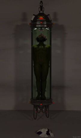 1girls 3d completely_nude disney female green-skinned_female green_skin hulk_(series) jennifer_walters marvel marvel_comics muscular muscular_female nude nude_female she-hulk solo stasis_tank thejpeger underwater water_tank