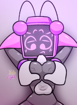 1boy 1girls boobjob breast_fucking breast_penetration breast_sex breasts disembodied_cock disembodied_hands disembodied_penis female female_focus male mariah_arts paizuri penis robot robot_girl sam_(mariah_arts) screen_face tv_head yellolight