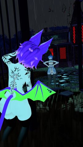 2femboys 3d_model animal_ears ass bat big_ass big_penis blue_eyes blue_hair blueysenpai cock cock_out erection femboy femboy_on_femboy halloween male naked naked_male penis purple_hair throbbing_penis virtual_reality vr vrchat vrchat_avatar witch