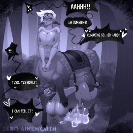 athorment_oc belly belly_riding black_and_white centaur centaur_futa cumshot deer_girl deer_taur diplomacyraptor diplomacyraptor_oc elf futa_on_female futanari lucy_(diplomacyraptor) ringwaldt taur zatyr_(athorment) zero_ainsworth
