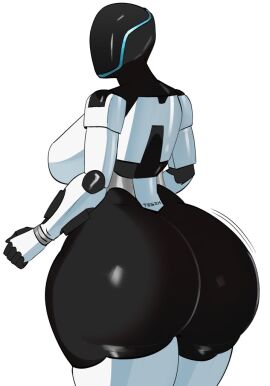 1girls ass big_ass big_breasts bottom_heavy breasts bubble_ass bubble_butt fat_ass female female_only huge_ass large_ass looking_at_viewer looking_back massive_ass robot robot_girl solo tesla tesla_bot thick_ass thick_thighs white_background wide_hips ytrall