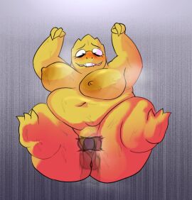 alphys anthro big_breasts blush bodily_fluids breasts buckteeth disembodied_penis duo eyewear female genitals glasses lizard male male/female musk musk_clouds nipples overweight overweight_female oxkingky penis reptile scalie solo_focus spread_legs spreading sweat tail teeth thrusting undertale undertale_(series) yellow_body