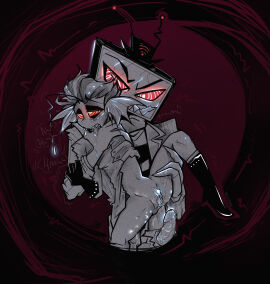 baxter_(hazbin_hotel) cuntboy dubious_consent hazbin_hotel hypnosis hypnotic_eyes intersex male non-con non-consensual twiggietime vox_(hazbin_hotel)