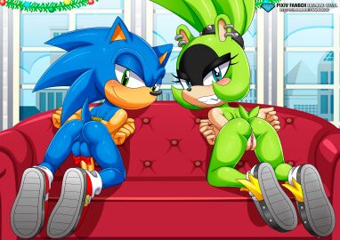 1boy 1girls anthro anus ass balls bbmbbf blush bondage breasts diamond_level female looking_at_viewer male mobian_(species) mobius_unleashed nude palcomix penis pietros_secret_club pussy rope rope_bondage sega shoes sonic_(series) sonic_the_hedgehog sonic_the_hedgehog_(series) surge_the_tenrec teeth