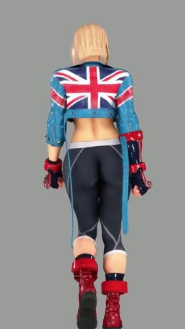 1girls cammy_white cammy_white_(street_fighter_6) capcom female female_focus female_only from_behind game_screenshot highres jacket leggings skin_tight solo street_fighter street_fighter_6 tagme thick_thighs thighs union_jack video walking