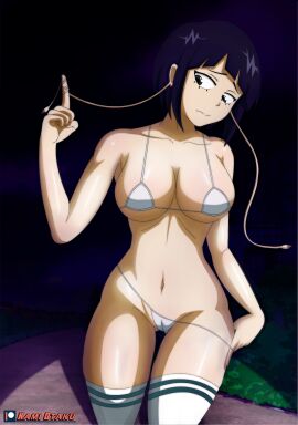 1girls bikini breasts busty curvy female female_only kami_otaku kyoka_jiro micro_bikini midriff my_hero_academia perky_breasts purple-haired_female purple_hair solo stockings string_bikini thick_thighs white_bikini white_bikini_bottom white_bikini_top