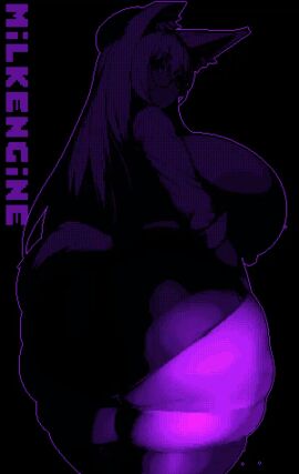 1girls animated ass ass_focus female fox_ears kyosuke_fujiwara looking_at_viewer monochrome voluptuous