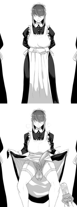 1futa 2024 2girls 2koma alternate_version_at_source balls bangs_over_eyes bar_censor big_breasts bottomless breasts censored clothed clothing cock_ring erection female fully_clothed futa_focus futanari futasub hair_over_eyes huge_cock human hung_bottom instant_loss_2koma intersex key lock maid maid_headdress maid_uniform mostly_clothed okome_(komehakumai) orgasm_denial penis skirt_lift solo_focus squatting standing surprise_futa thighhighs