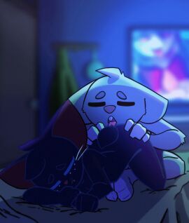 2024 animated anthro ass ass_grab ass_up bed black_body black_fur buckteeth butt_grab catbat closed_eyes cunnilingus duo electronics female freckles from_behind_position fur furniture grey_body grey_fur hand_on_ass hand_on_butt hi_res male male/female mammal mike_(sleepysheepy17) murid murine nude on_bed open_mouth oral pussy rat rodent sex sitting sitting_on_bed stlkr teeth television tv_light vaginal_penetration whiskers zulu_(sleepysheepy17)