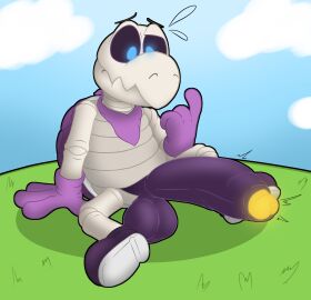 anthro balls big_penis bone dry_bones genitals glowing glowing_eyes glowing_genitalia glowing_penis hi_res huge_cock koopa koopa_troopa male male_only mario_(series) mikey6193 nervous nintendo non-human non-human_only penis reptile sat_down scalie skeleton solo solo_male spread_legs spreading super_mario_bros. toony turtle