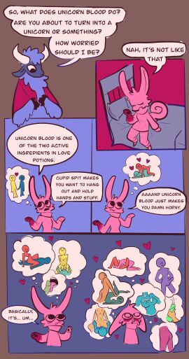 69_position absurd_res ambiguous_gender anthro ass blood_on_hand blush bodily_fluids bovid breasts caprine comic cowgirl_position cum cum_on_breasts cunnilingus doggy_style duo female from_behind_position from_front_position genital_fluids genitals group hand_holding handjob heart_symbol hi_res humanoid lagomorph licking lying male male/female mammal missionary_position on_back on_bottom on_top oral penile penis penis_lick presenting presenting_penis saffron_(unicorn_blood) sex sheep speech_bubble thought_bubble tongue tulip_(unicorn_blood) vanilla_candy