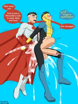 age_difference anal anal_sex ass balls ballsack belly_bulge belly_expansion big_balls big_penis black_hair blush cape cheating_husband cheating_with_son cum cum_in_ass cum_inside cum_while_penetrated cumshot dad_fucking_son dustin_c erect_while_penetrated expanded_belly expansion facial_hair father father_and_child father_and_son father_fucks_son flying_fuck foreskin fucked_from_behind gay gay_sex grey_hair incest invincible invincible_(comics) invincible_(superhero) invincible_(tv_series) male male/male male_only male_penetrated male_penetrating male_penetrating_male mark_grayson motion_lines moustache muscles muscular muscular_arms muscular_male muscular_thighs nolan_grayson omni-man onomatopoeia open_mouth outfit parent parent_and_child parent_and_son partially_retracted_foreskin penis penis_in_ass penis_size_difference retracted_foreskin simple_background smile speech_bubble stomach_bulge superhero superhero_costume tongue tongue_out torn_bodysuit torn_clothes torn_clothing uncircumcised viltrumite yaoi