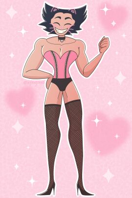 bad_anatomy chocker collar corset cosplaying fishnet_legwear fishnets lingerie male male_only marvel marvel_comics panties skeletal supagross weak_legs weak_male wolverine_(cosplay)