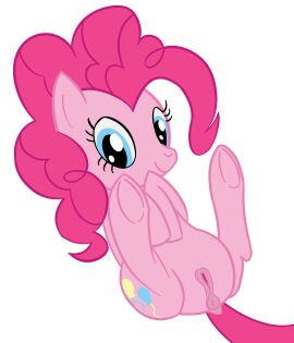 absurd_res animal_genitalia anus bitterestball blue_eyes cutie_mark earth_pony equid equine eyelashes female feral friendship_is_magic fur genitals hair hasbro hi_res hooves horse legs_up lying messy_hair my_little_pony on_back pink_body pink_fur pink_hair pinkie_pie_(mlp) pony pussy smile solo spread_legs spreading tail