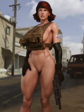 1girls 3d abs armwear athletic athletic_female big_breasts blender_(software) bottomless breasts bulletproof_vest city_background cloud daytime female fit fit_female gloves gun headband hips holding_weapon human large_breasts long_gloves mature_female medium_hair meryl_silverburgh metal_gear metal_gear_solid military_uniform muscular muscular_female outdoors parted_lips pussy redhead shaved_crotch sideboob sky slim_waist solo standing street tagme tattooed_arm thick_thighs thighs tomboy toned toned_stomach vensaku voluptuous