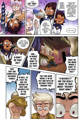 1boy 3girls amity_blight argument basilisk_(the_owl_house) blonde_hair brown_eyes brown_hair cabin cheek_scar comic comic_page dark-skinned_female dark_skin dialogue dildo dildo_in_pussy english_text eyebrow_scar female hunter_(the_owl_house) interracial light-skinned_female light-skinned_male light_skin luz_noceda magenta_eyes male monster_girl multiple_females multiple_girls page_9 purple_hair pussy pussy_juice ruddyrzaq scar shapeshifter spanish_text tagme text the_amiter_secret the_owl_house vee_(the_owl_house) yellow_eyes