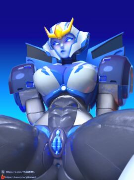 3d anus ass_visible_through_thighs autobot big_breasts blue_pussy blush breasts clitoris female female_only humanoid pussy robot robot_girl solo strongarm_(transformers) strongarm_(transformers)_(trawert) thick_thighs transformers transformers_robots_in_disguise_(2015) trawert
