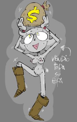 1girls biendibujo boots breasts female money nipple_piercing nipples nude piercing pussy tagme