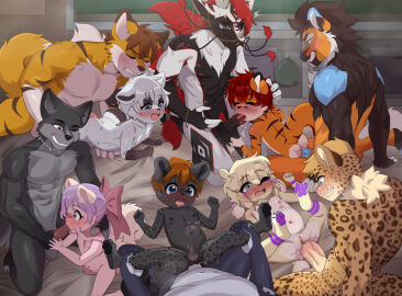 4_toes 5_fingers abs adominal_bulge adult adult_on_cub adult_on_young age_difference aged_down anal anal_sex anthro anthro_on_anthro anthro_penetrated anthro_penetrating ass balls canid canine cheetah closed_eyes cub cub_penetrated domestic_cat dragon feline female female_cub female_penetrated fox from_behind_position from_front_position genital_fluids group group_sex holding_head holding_legs kneeling leporid lying male male/female male/male male_cub male_penetrated mammal mixterious muscular_male on_back on_bed open_mouth penis penis_in_ass penis_in_pussy saliva saliva_on_penis spreading spreading_legs vagina