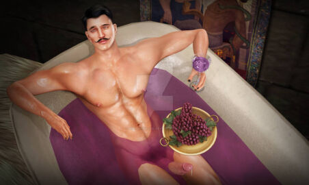 1boy 3d 3d_model abs balls bara bath bathing bathtub beauty_mark biceps big_penis black_hair cum dark_hair dorian_pavus dorianpavussl dragon_age dragon_age_inquisition ear_piercing earrings erection facial_hair fruits gay_male grapefruit human human_only light-skinned_male light_skin looking_at_viewer mage male male_only male_pubic_hair mole moustache muscles muscular muscular_male nails_painted naked naked_male nipples nude nude_male painted_nails pecs penis piercing precum pubic_hair smooth_chest solo solo_male tapestry veiny_penis video_games wine wine_glass yaoi