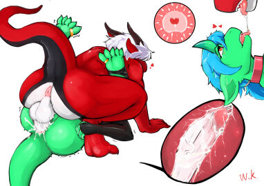 anal anal_orgasm anal_sex anthro anus ass balls big_ass big_butt blue_hair bodily_fluids cum cum_from_ass cum_in_ass cum_inside dominant dominant_male dragon ejaculation femboy from_front_position genital_fluids genitals girly green_body hair hi_res hornydragon impregnation jeyad looking_pleasured lying male male/male male_impregnation male_pregnancy missionary_position mythological_creature mythological_scalie mythology on_back orgasm orgasm_face penetration pregnancy pregnant pregnant_male saliva scalie sex submissive submissive_male workakeius