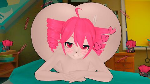 1girls 3d ass blush completely_nude female female_only full_body huge_ass kasane_teto looking_at_viewer naked naked_female nude nude_female red_hair smile solo solo_female utau zhinlewd