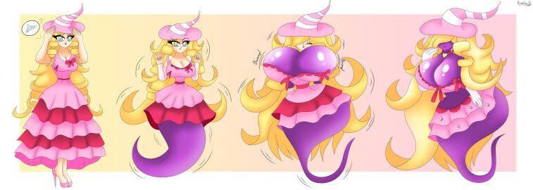 areola areolae ass big_areola big_areolae big_ass big_breasts big_hips blonde_hair blue_heels boob_window breast_expansion breast_growth breast_growth_(enlargement) breasts breasts_bigger_than_head caelia casual clothed clothed_female clothing crown dress earrings female female_only femsub full_lips gloves hair_over_eye hair_over_eyes hair_over_one_eye hand_on_hip hand_on_own_hip heels huge_ass huge_breasts human light-skinned_female light_skin long_hair mario_(series) medium_breasts nintendo nipples no_bra paper_mario paper_mario:_the_thousand-year_door purple-skinned_female purple_areola purple_areolae purple_nipples purple_skin purple_skinned_female ranmachan-tg shadow_siren shocked shocked_expression skin_color_change smile smiling solo solo_female species_transformation stripping super_mario_galaxy teasing transformation transformation_sequence vivian_(paper_mario) white_gloves wide_hips witch_hat yellow_lips