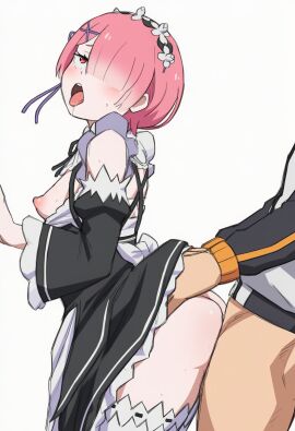 ahe_gao blushing_at_viewer danv22s doggy_style enjoying female female_focus furry_female large_penis maid_headdress maid_uniform male moaning moaning_in_pleasure natsuki_subaru nipples nude nude_female penis pink_hair pussy ram_(re:zero) re:zero_kara_hajimeru_isekai_seikatsu sex short_hair vagina vaginal_penetration vaginal_sex