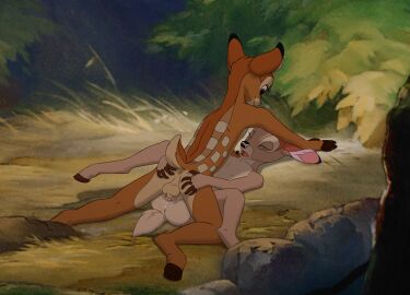 1boy 1girls 5_fingers anthro anthro_female anthro_male anthro_on_anthro anthro_only anthro_penetrated anthro_penetrating anthro_penetrating_anthro balls bambi_(character) bambi_(film) breasts brown_eyes brown_fur brown_hair cervine chugging couple cub cub_on_cub deer deer_boy deer_girl digitigrade disney embrace faline fawn female female_cub female_penetrated flat_chest forest fur furry furry_female furry_male furry_only grass hooves lying male male/female male_cub male_focus male_penetrating male_penetrating_female mammal markings no_humans open_mouth outdoors penetration penis pussy reverse_cowgirl_position sex small_breasts straight tan_fur testicles the_giant_hamster tree vaginal_penetration young young_anthro young_female young_male
